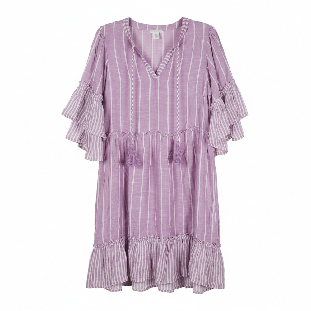 Tribal Jeans Dress Petite Small Women's Boho Ruffle Spring Pastel